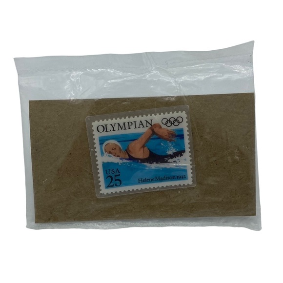 Vintage USPS Laminated Stamp Olympian Helene Madison 1932 USA 25 Pin - Picture 1 of 5